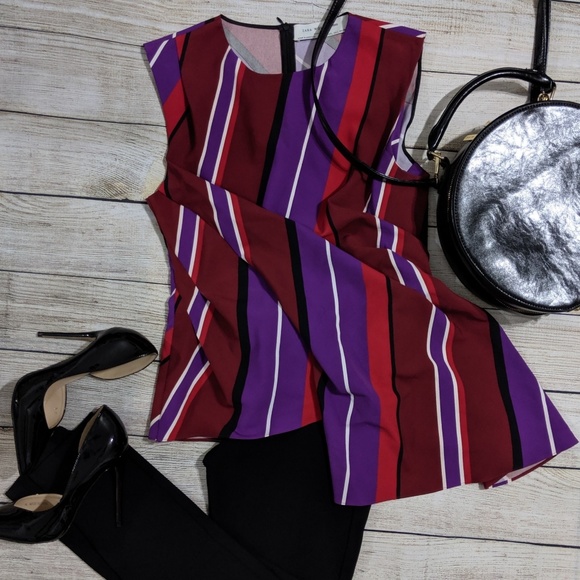 Zara Tops - Zara Woman Studio Asymmetric Striped Sleeveles top